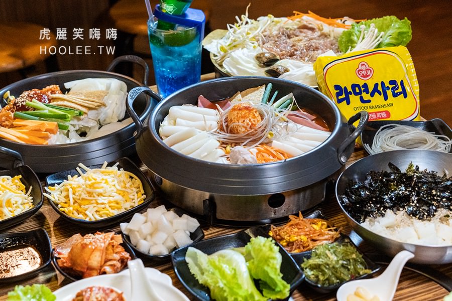 銅一鍋高雄韓式料理拉絲起司年糕鍋190元附小菜 沙里麵40元 虎麗笑嗨嗨